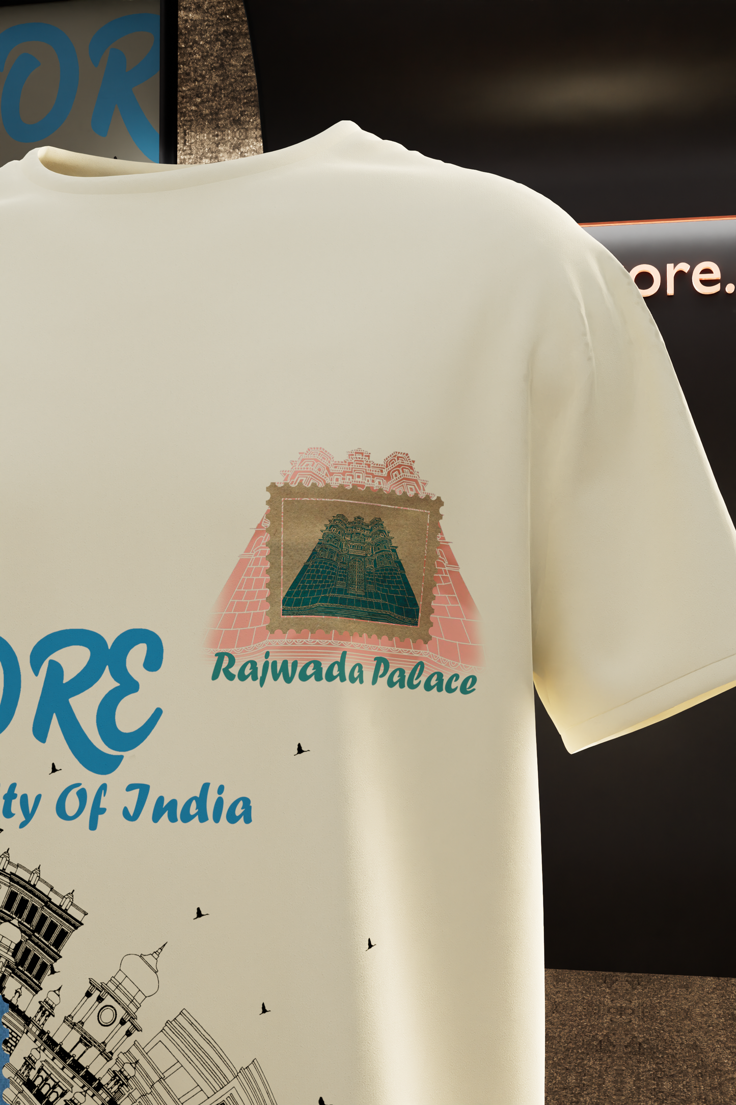 "Rajwada Vibes: Iconic Indore Heritage T-Shirt"