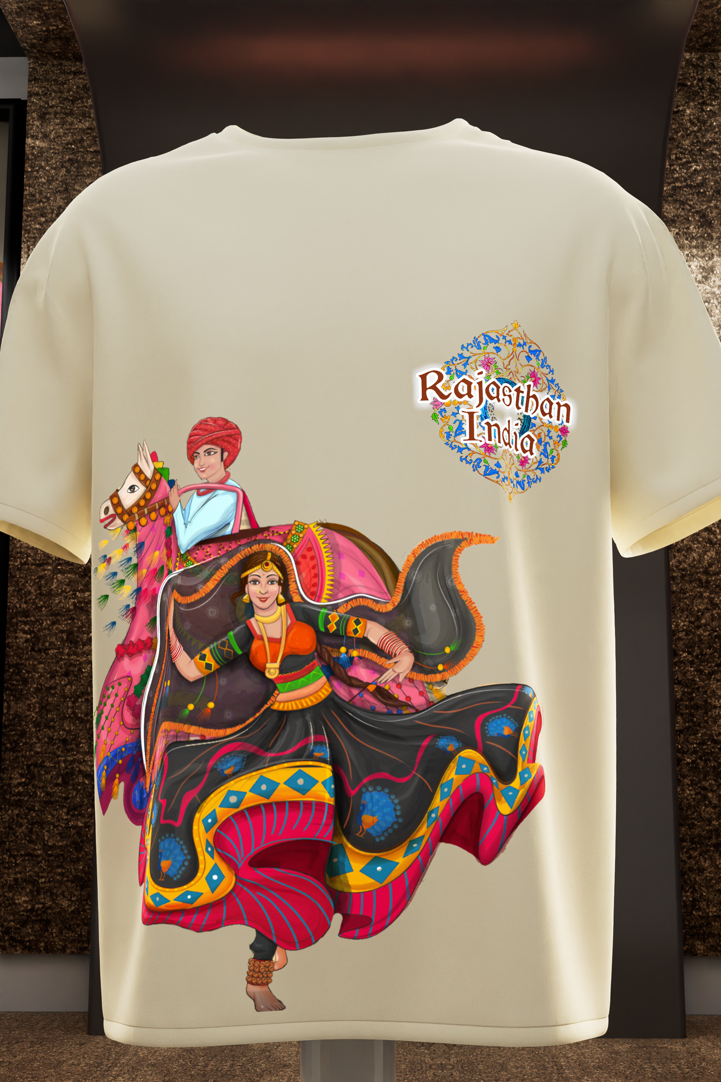 "Vibrant Rajasthan: Cultural Pride Cotton Tee"