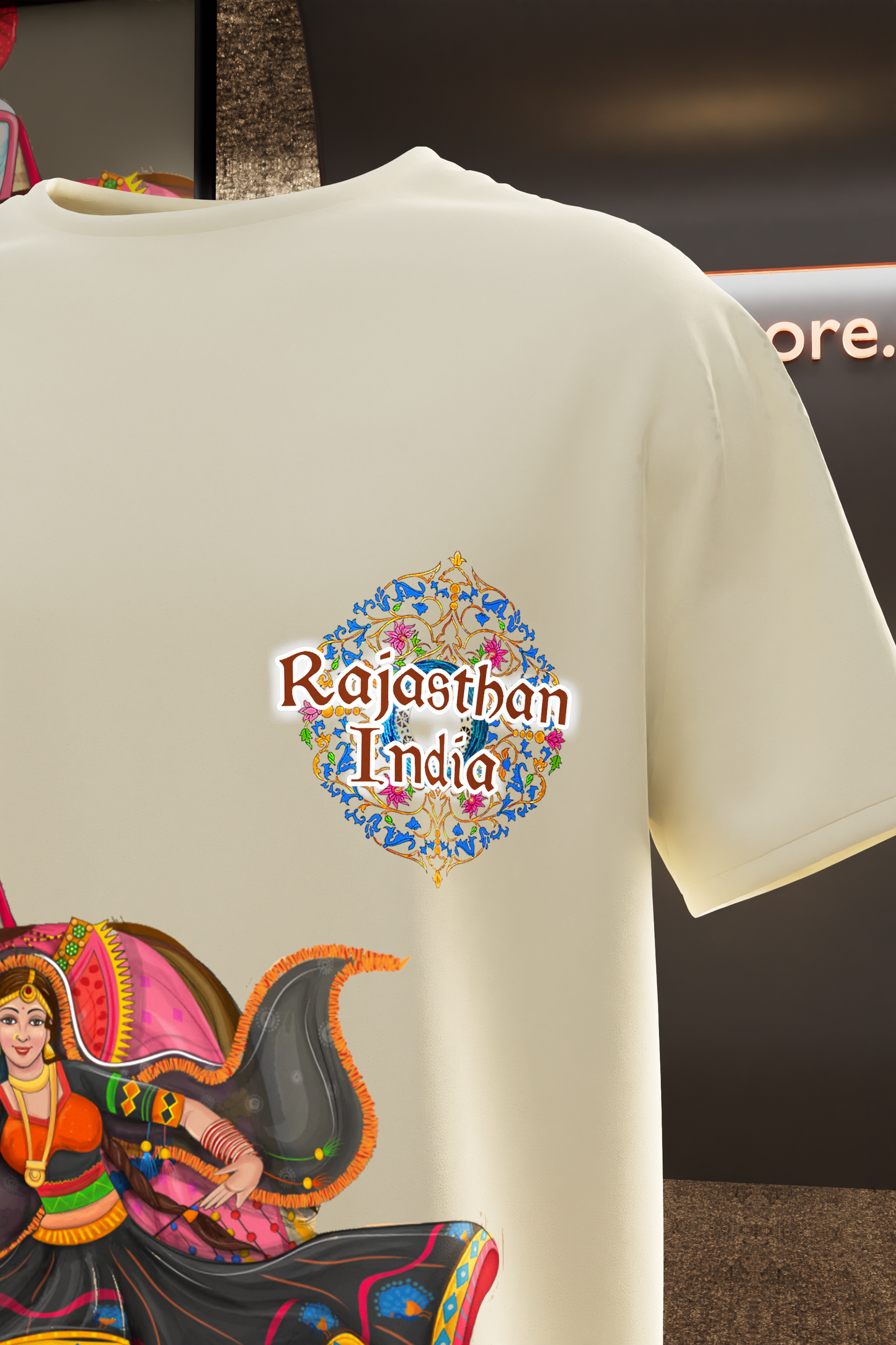 "Vibrant Rajasthan: Cultural Pride Cotton Tee"