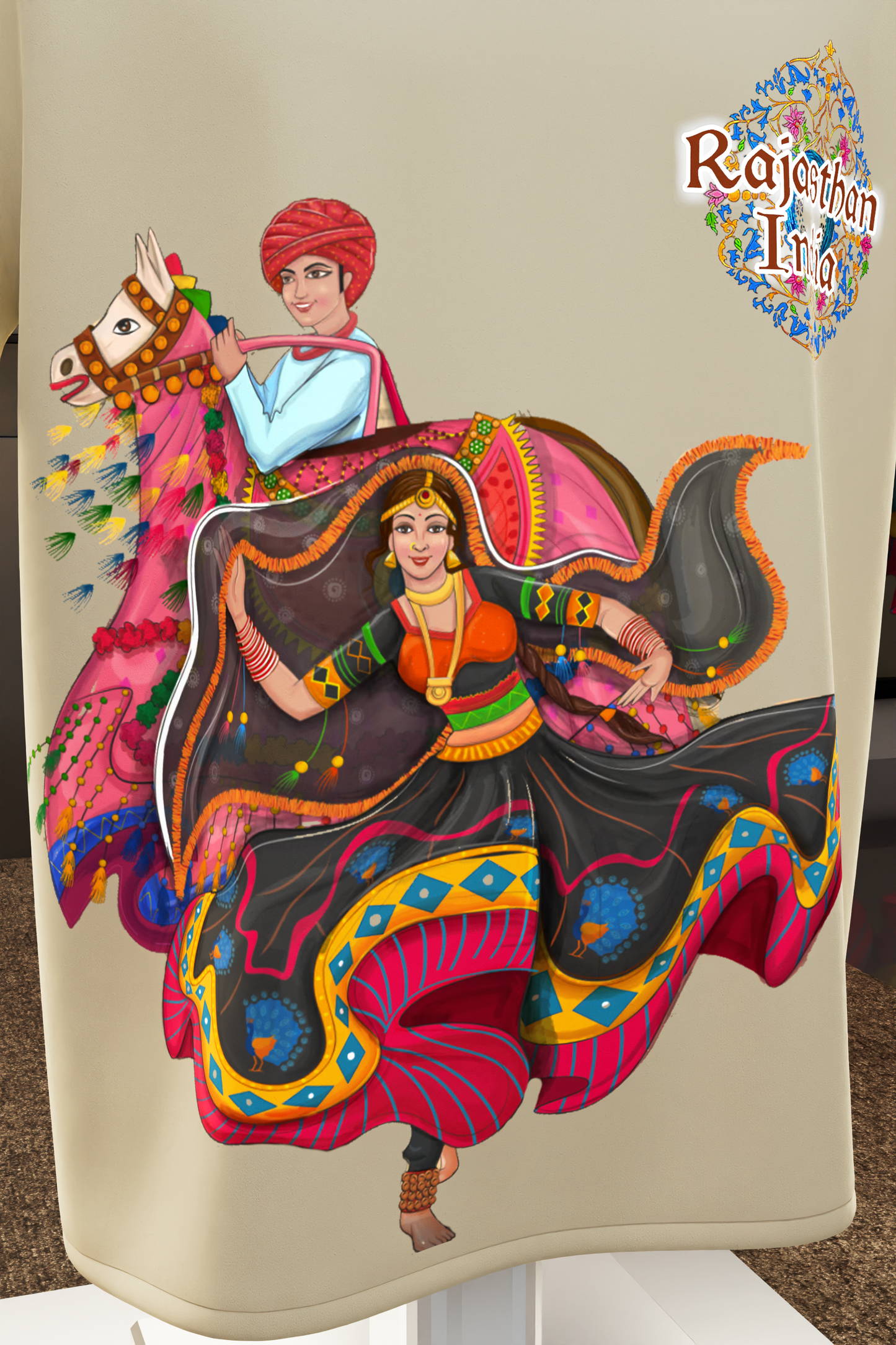"Vibrant Rajasthan: Cultural Pride Cotton Tee"