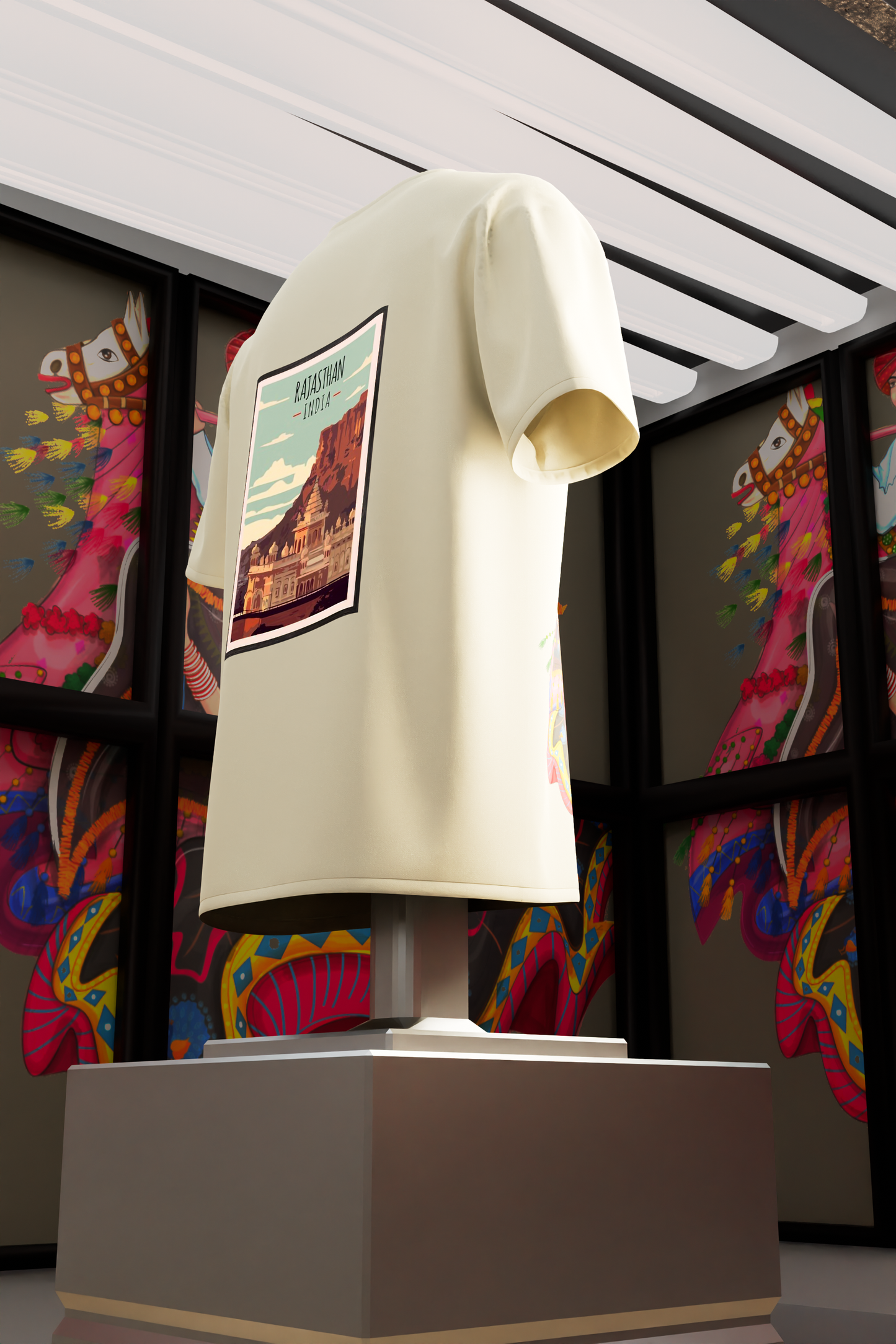 "Vibrant Rajasthan: Cultural Pride Cotton Tee"