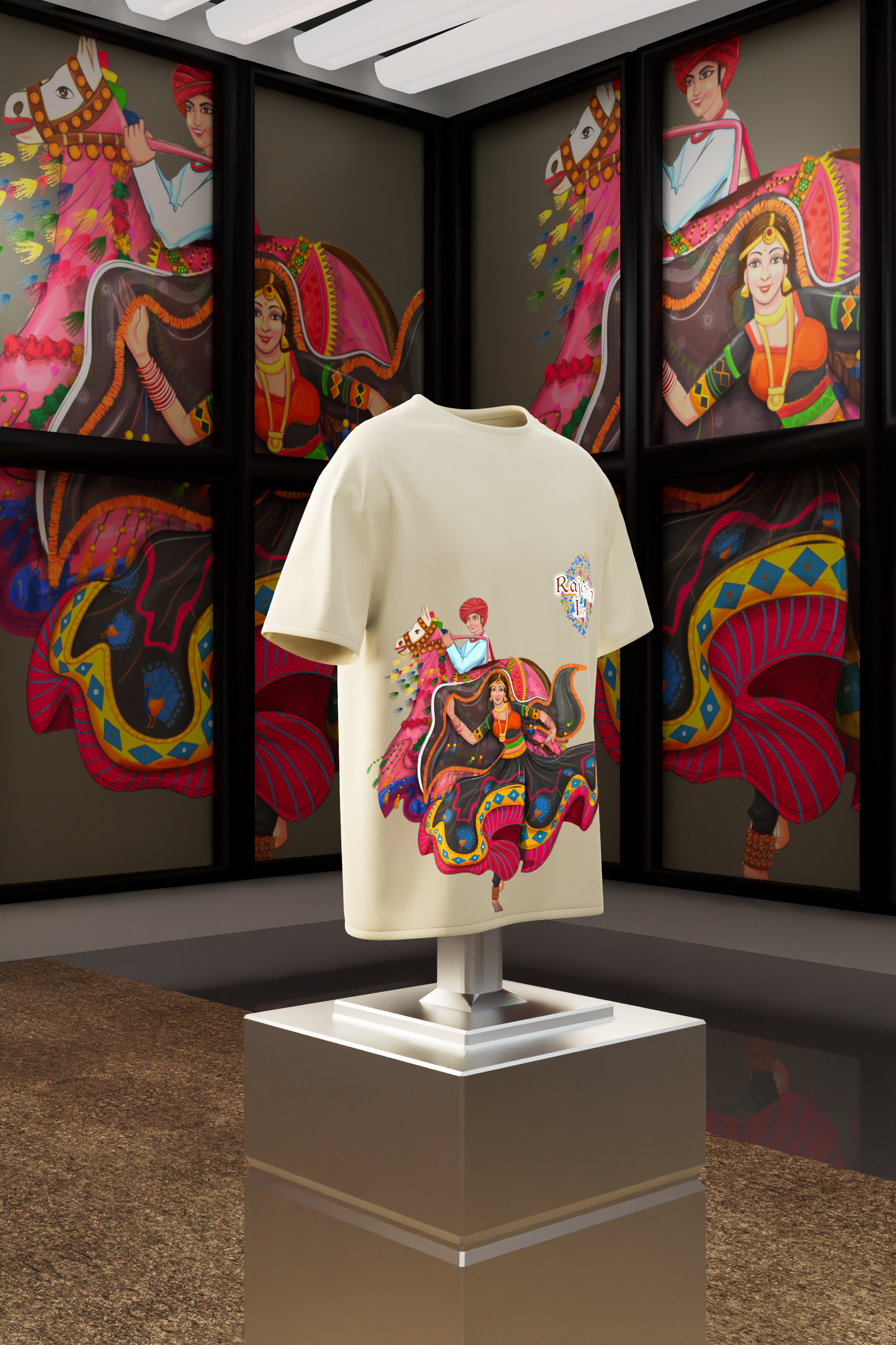 "Vibrant Rajasthan: Cultural Pride Cotton Tee"