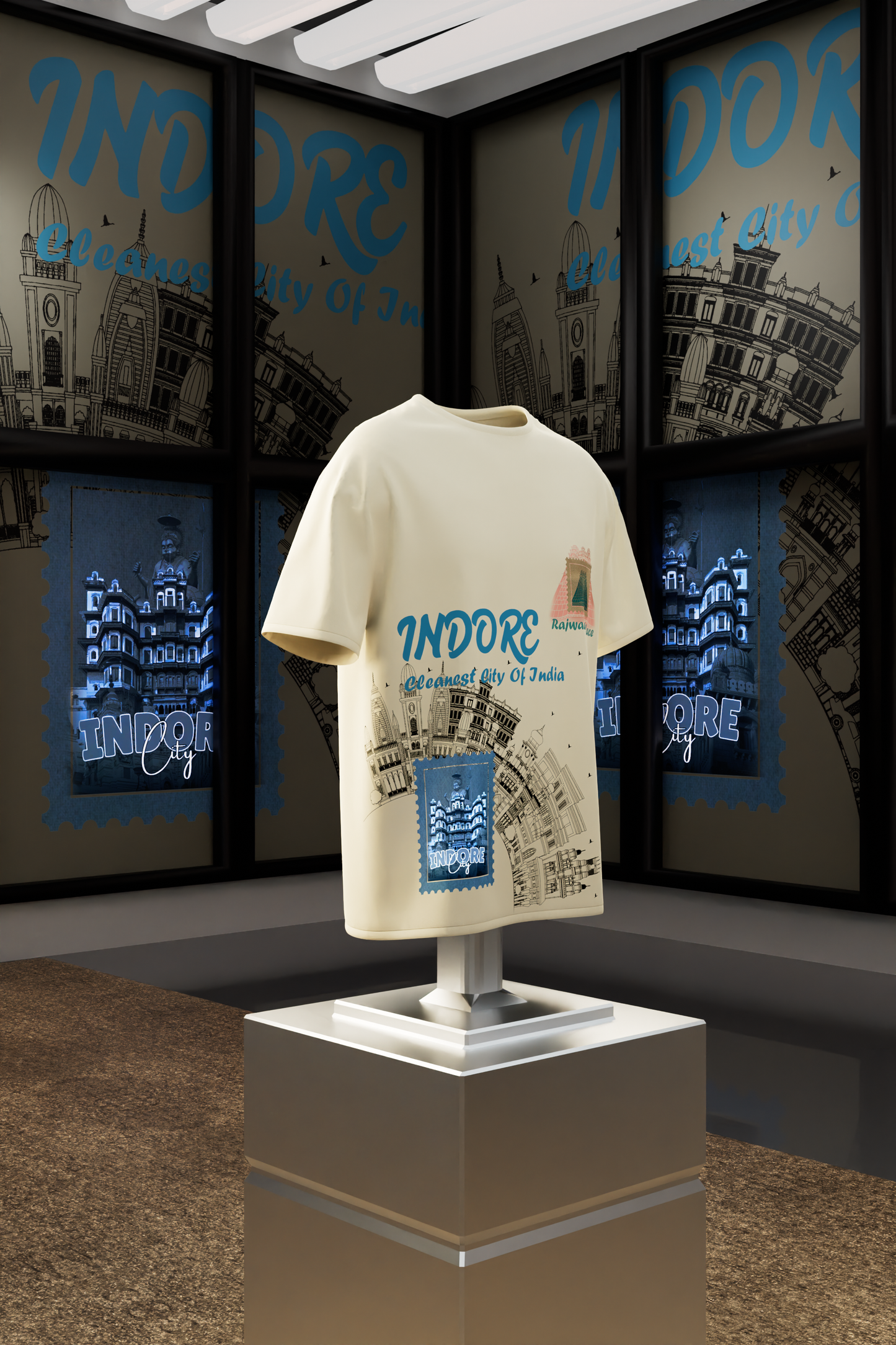 "Rajwada Vibes: Iconic Indore Heritage T-Shirt"
