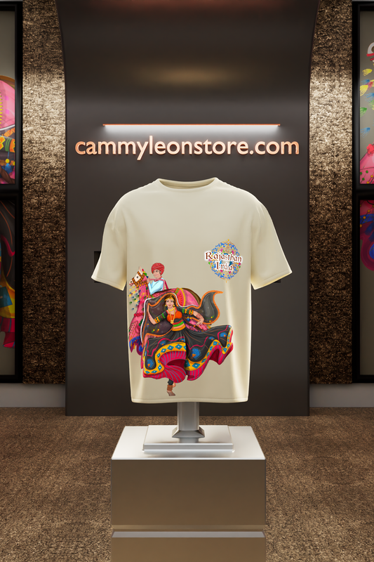 "Vibrant Rajasthan: Cultural Pride Cotton Tee"